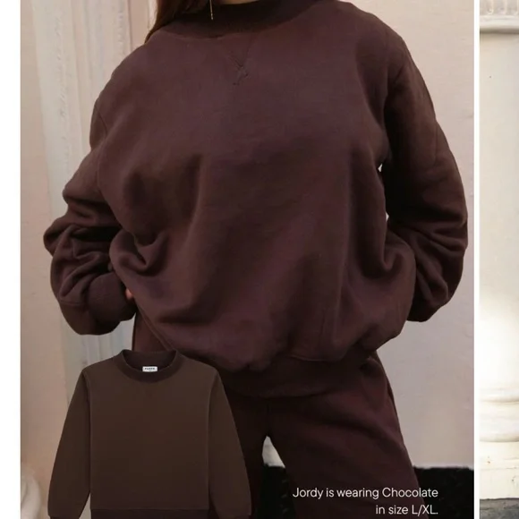 NWT Parke Classic Mockneck in Chocolate Brown Sweatshirt - Fleece - SMALL - Picture 4 of 6